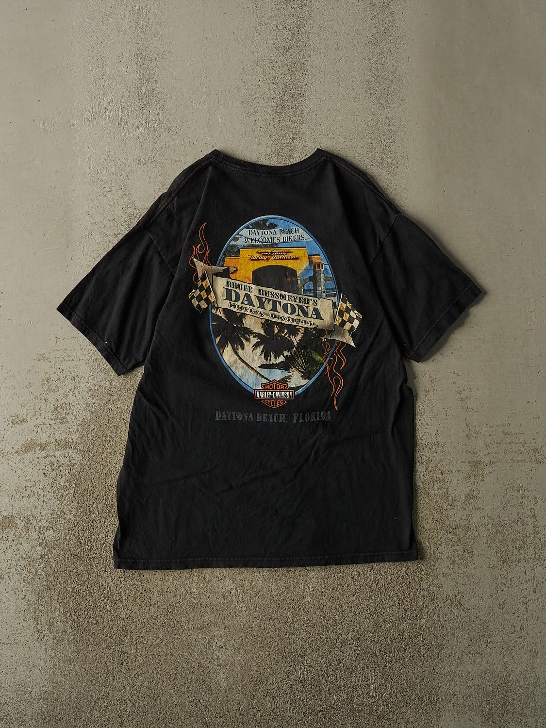 Vintage 10' Black Harley Davidson Daytona Beach FL Tee (M/L) sold by Rebalance Vintage product image thumbnail 2