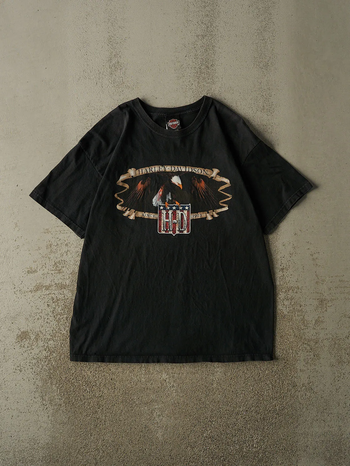 Vintage 04' Black Harley Davidson New Castle DE Tee (XL) sold by Rebalance Vintage