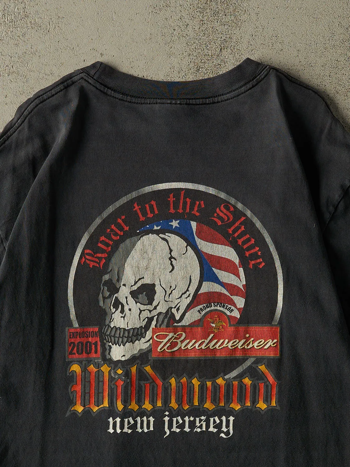 Vintage 01' Faded Black Roar to the Shore Biker Tee (L/XL) sold by Rebalance Vintage product image thumbnail 4