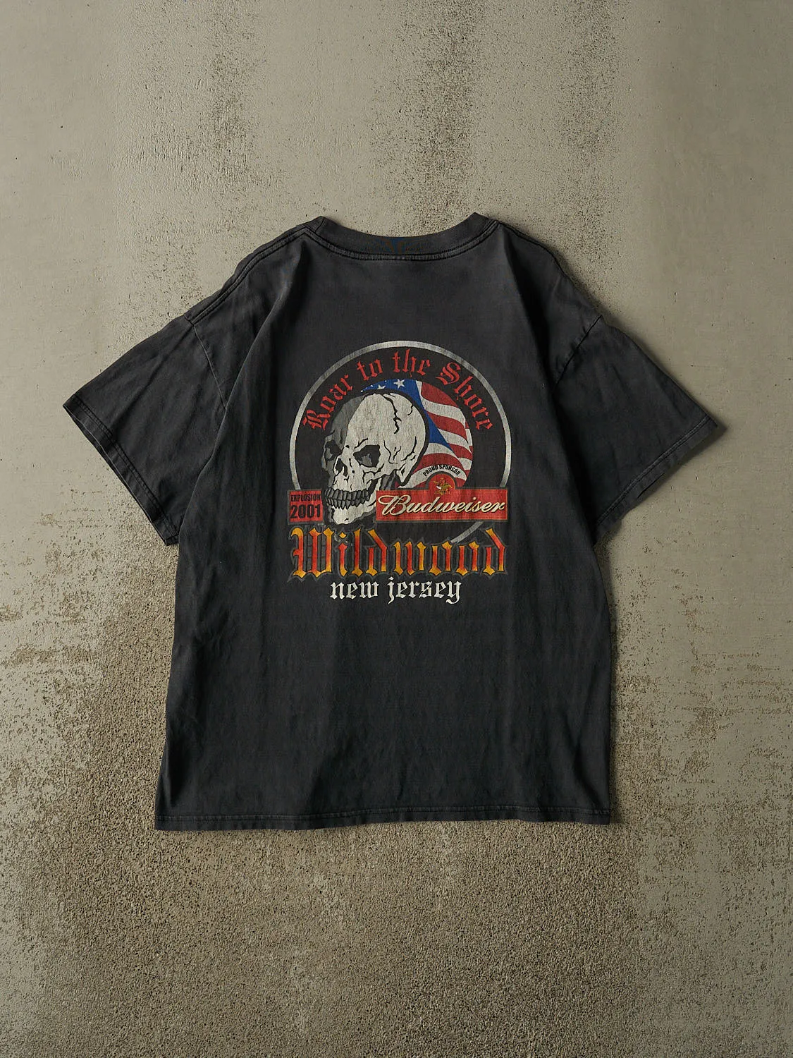 Vintage 01' Faded Black Roar to the Shore Biker Tee (L/XL) sold by Rebalance Vintage product image thumbnail 2