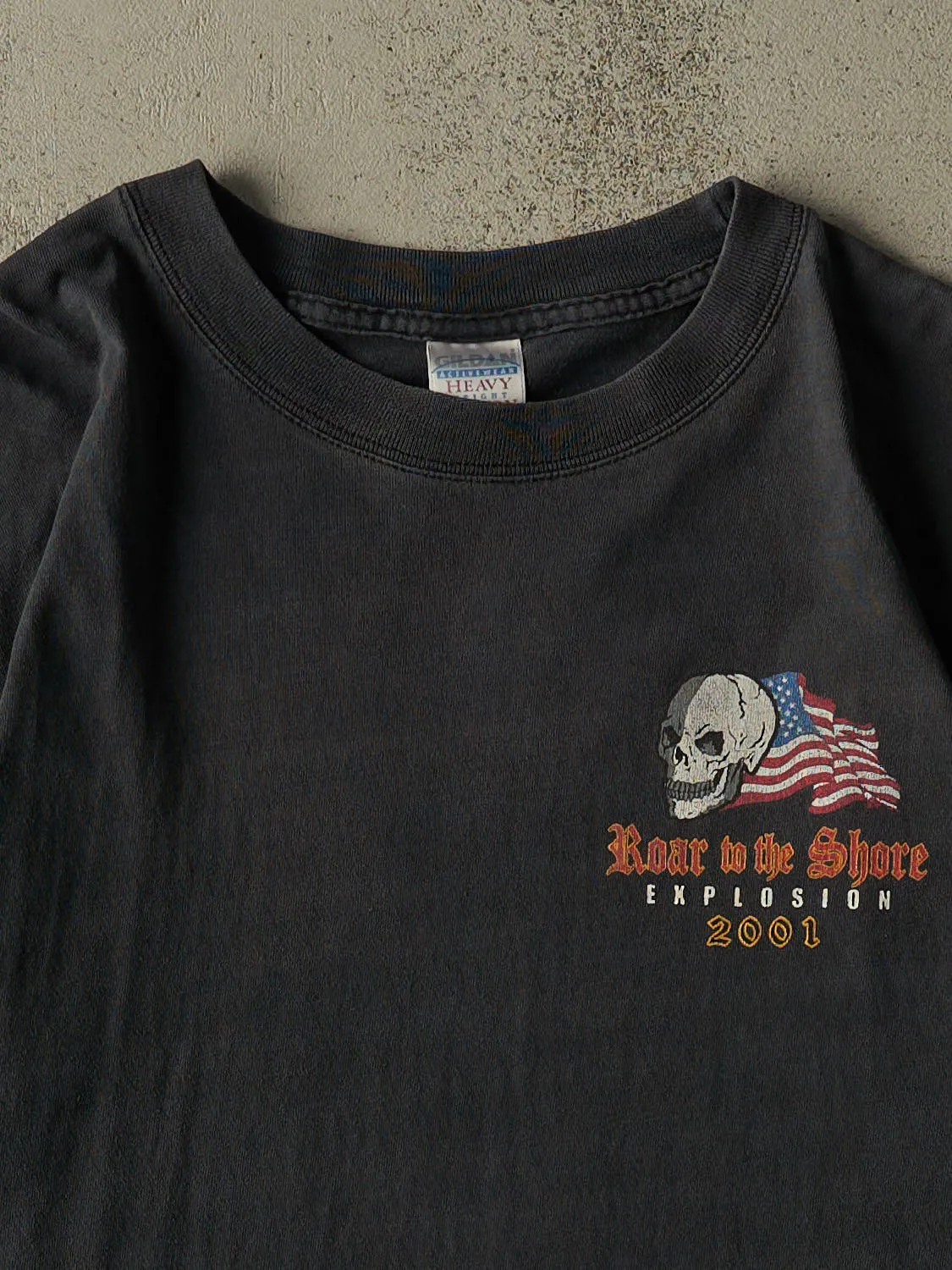 Vintage 01' Faded Black Roar to the Shore Biker Tee (L/XL) sold by Rebalance Vintage product image thumbnail 3
