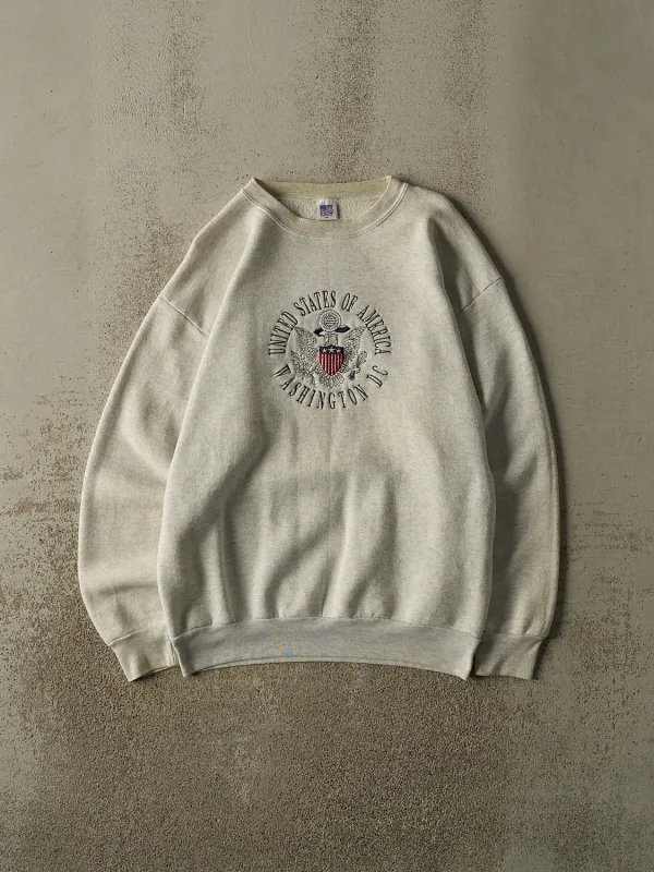Vintage 80s Heather Grey Washington DC Embroidered Crewneck (XL) made by Rebalance Vintage
