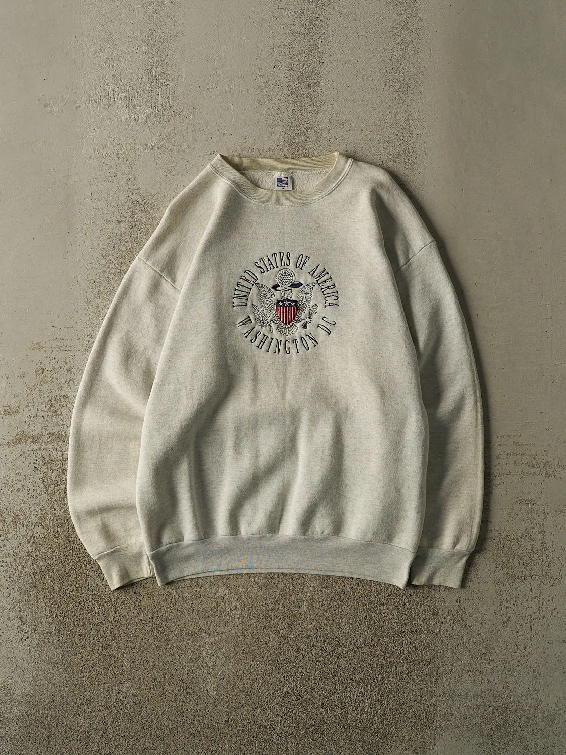 Vintage 80s Heather Grey Washington DC Embroidered Crewneck (XL) sold by Rebalance Vintage