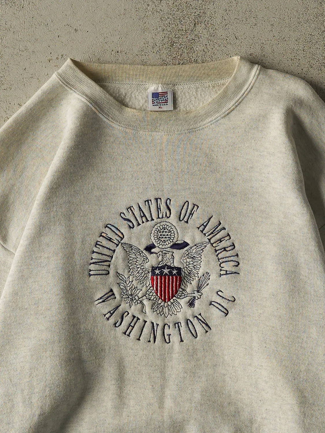 Vintage 80s Heather Grey Washington DC Embroidered Crewneck (XL) sold by Rebalance Vintage product image thumbnail 2