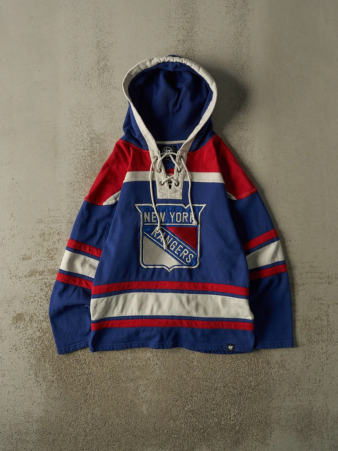 Vintage Y2K Blue New York Rangers Embroidered Jersey Hoodie (S/M) sold by Rebalance Vintage