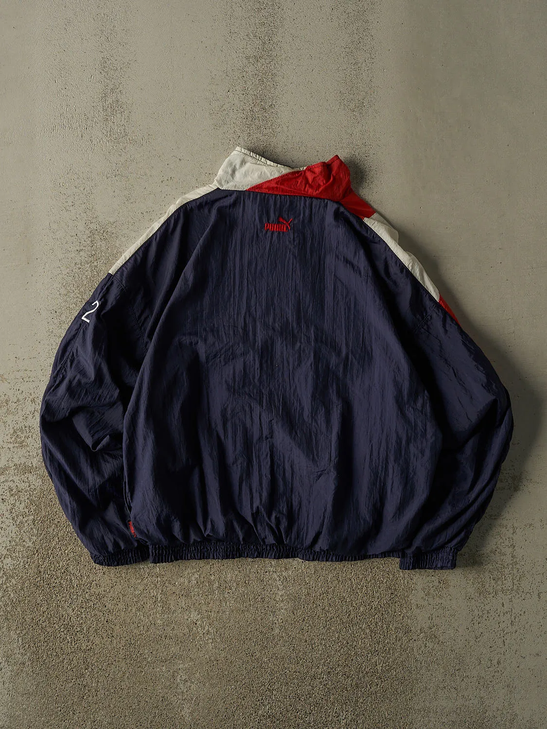 Vintage 90s Navy Blue Puma High Flyers Fastball Zip Up Windbreaker Jacket (M) sold by Rebalance Vintage product image thumbnail 2