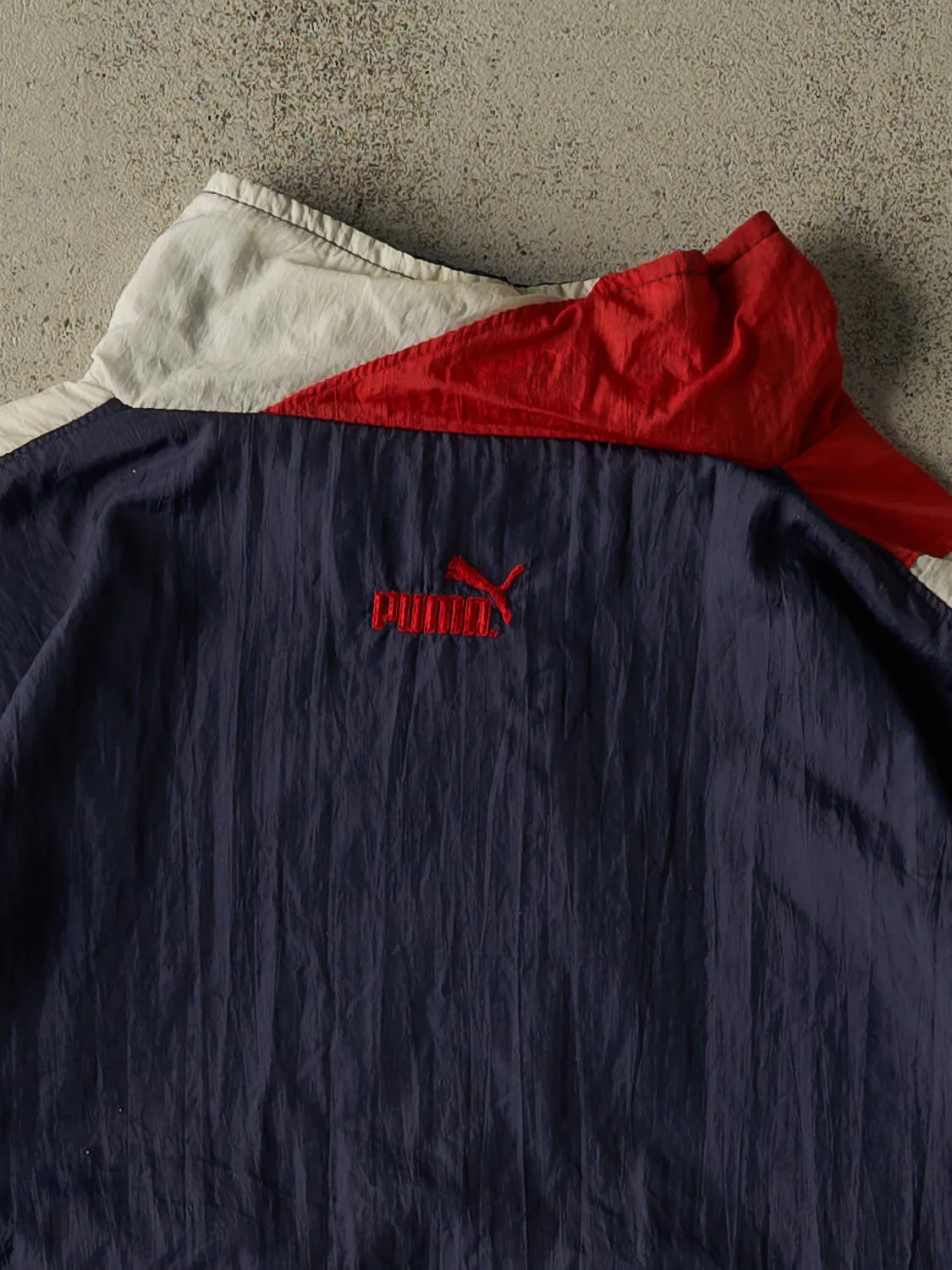 Vintage 90s Navy Blue Puma High Flyers Fastball Zip Up Windbreaker Jacket (M) sold by Rebalance Vintage product image thumbnail 4