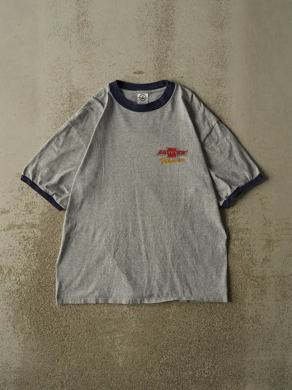 Vintage Y2K Grey Chevrolet "Chevy Forever" Ringer Tee (L) made by Rebalance Vintage