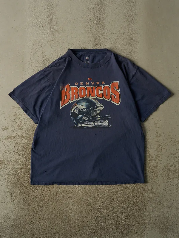 Vintage Y2K Navy Blue Denver Broncos Tee (XL) made by Rebalance Vintage