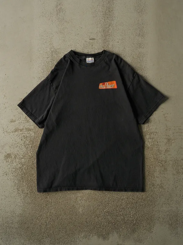 Vintage Y2K Faded Black 69er Diner Slogan Tee (L/XL) made by Rebalance Vintage