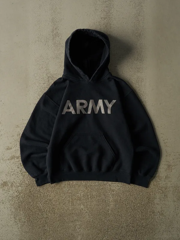 Vintage 90s Faded Black US Army Hoodie (XXS/XS) made by Rebalance Vintage