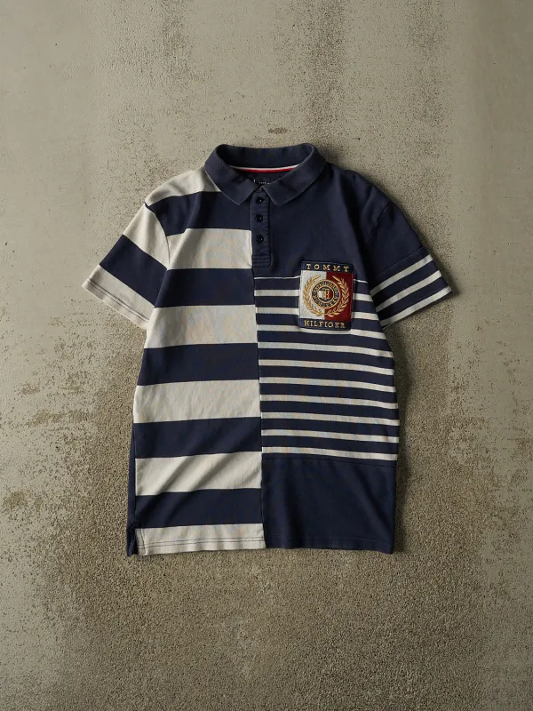 Vintage Y2K Navy Blue Tommy Hilfiger Quarter Button Tee (S/M) made by Rebalance Vintage