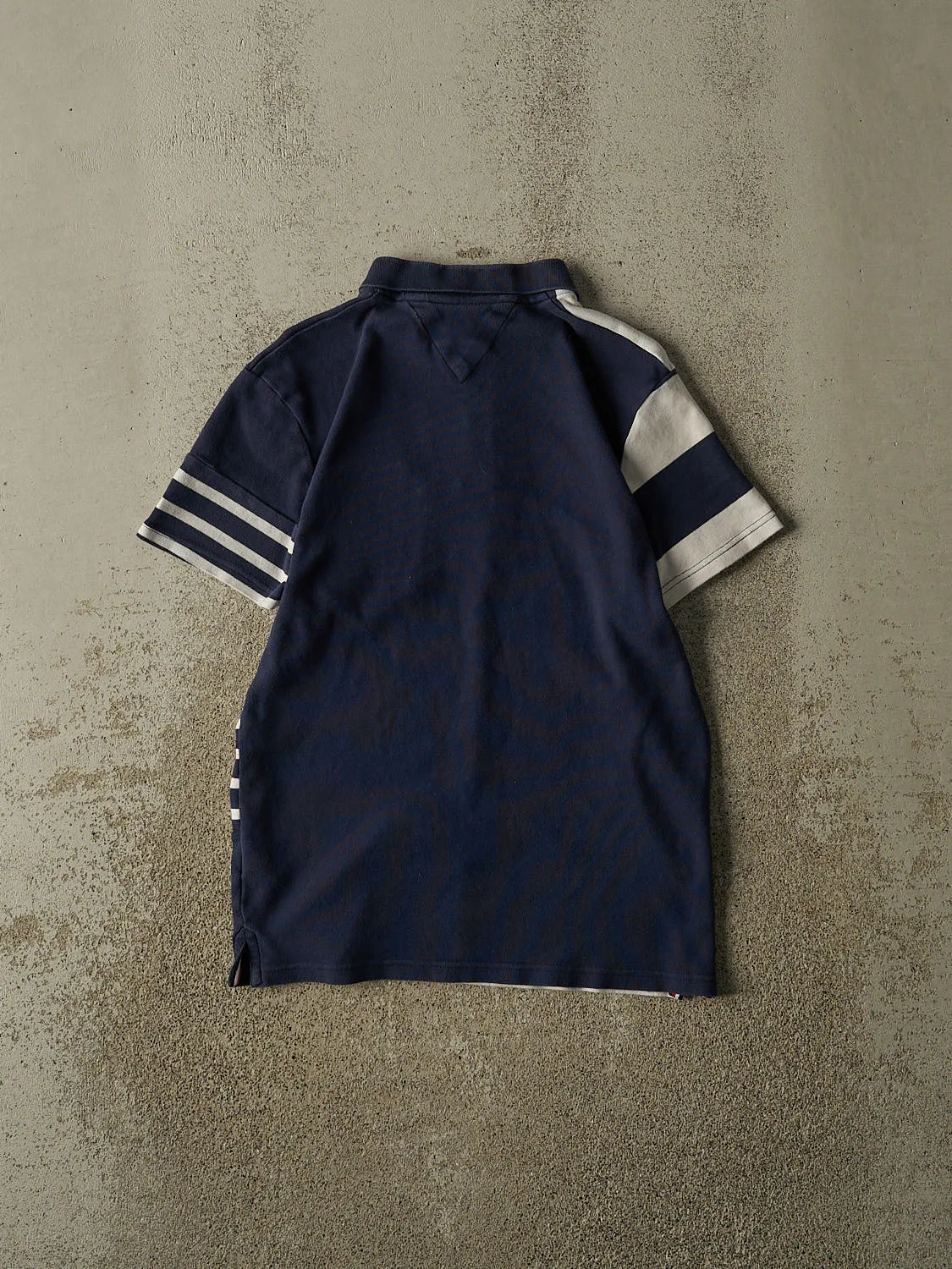 Vintage Y2K Navy Blue Tommy Hilfiger Quarter Button Tee (S/M) sold by Rebalance Vintage product image thumbnail 2