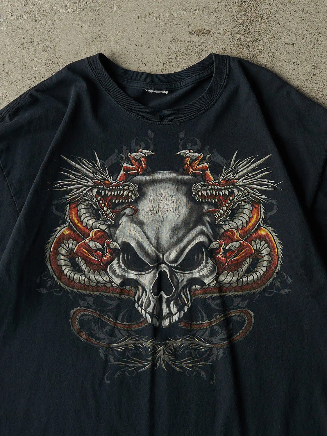 Vintage Y2K Faded Black Dragon Skull Tee (XL) sold by Rebalance Vintage product image thumbnail 2