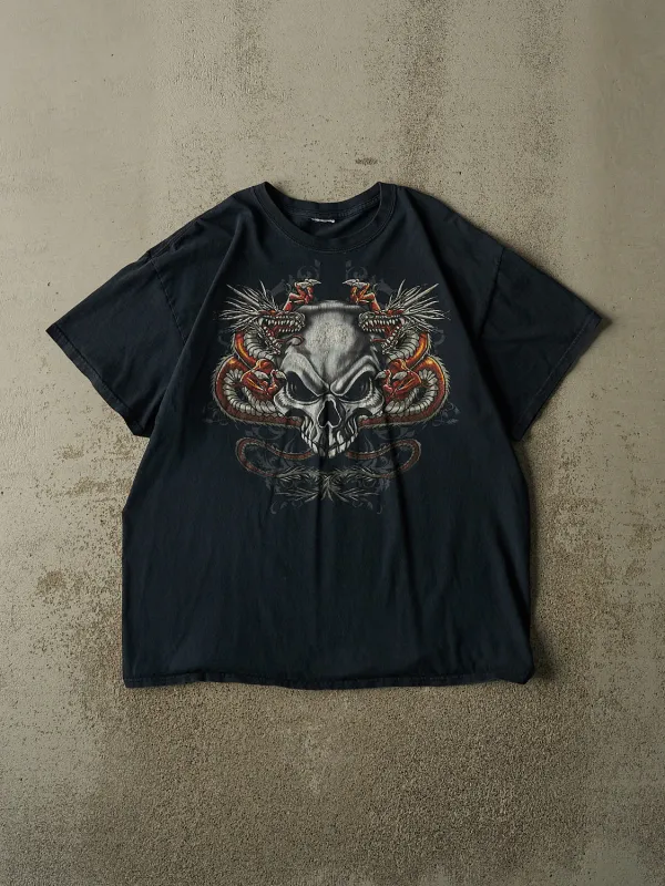 Vintage Y2K Faded Black Dragon Skull Tee (XL) made by Rebalance Vintage