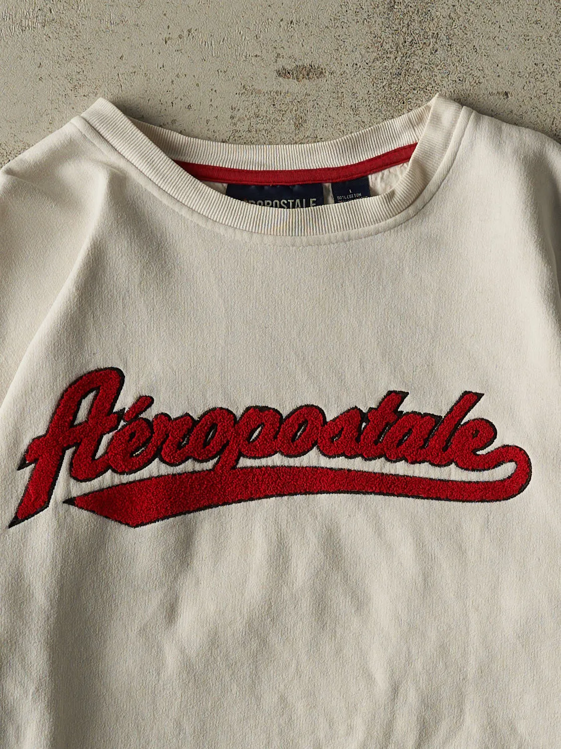 Vintage Y2K Beige Aeropostale Chenille Embroidered Crewneck (L) sold by Rebalance Vintage product image thumbnail 2