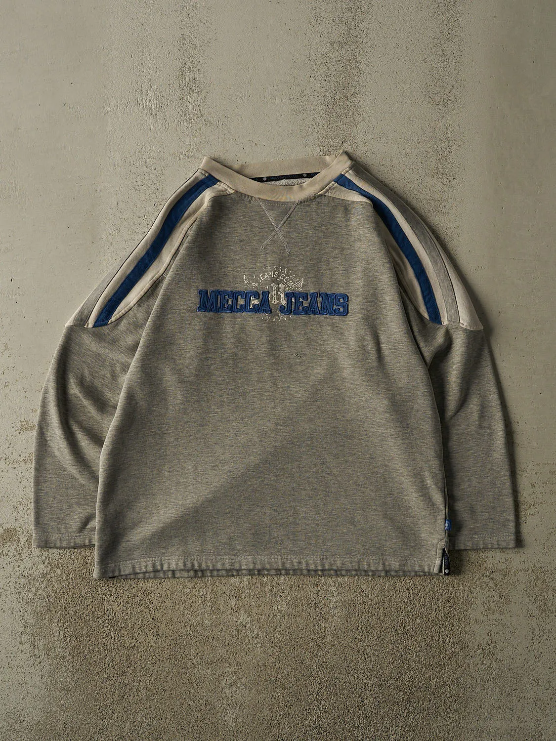 Vintage Y2K Grey Mecca Jeans Lightweight Crewneck (L) sold by Rebalance Vintage