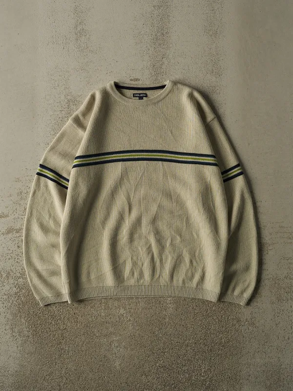 Vintage Y2K Beige Striped Knit (L) made by Rebalance Vintage