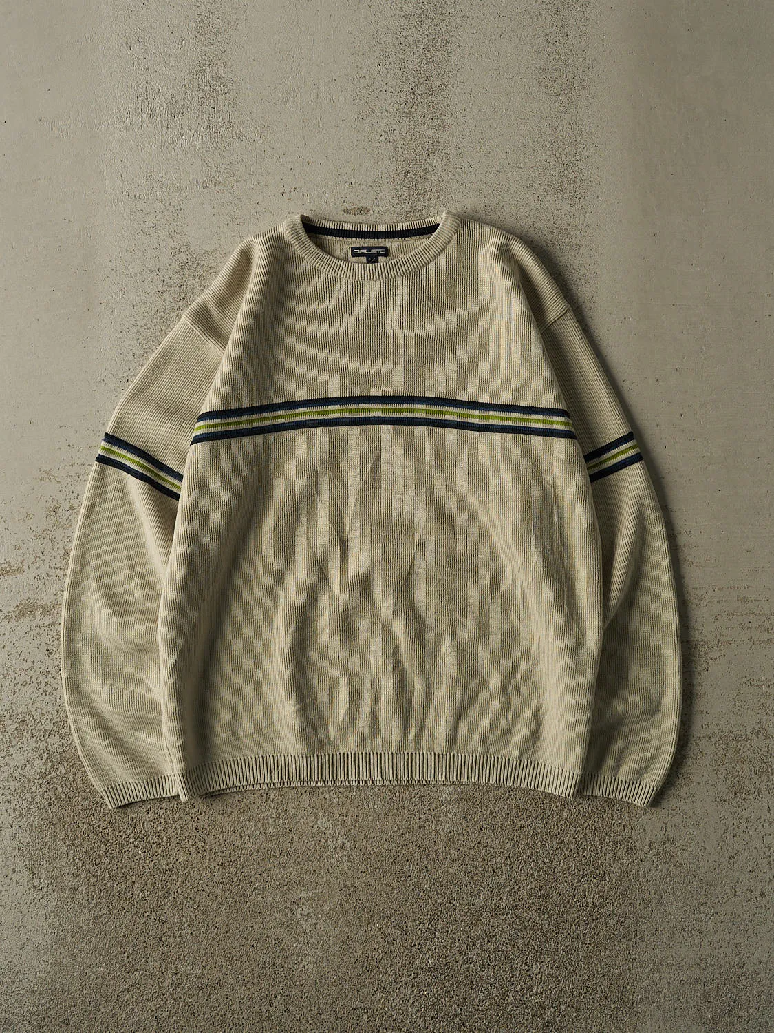 Vintage Y2K Beige Striped Knit (L) sold by Rebalance Vintage