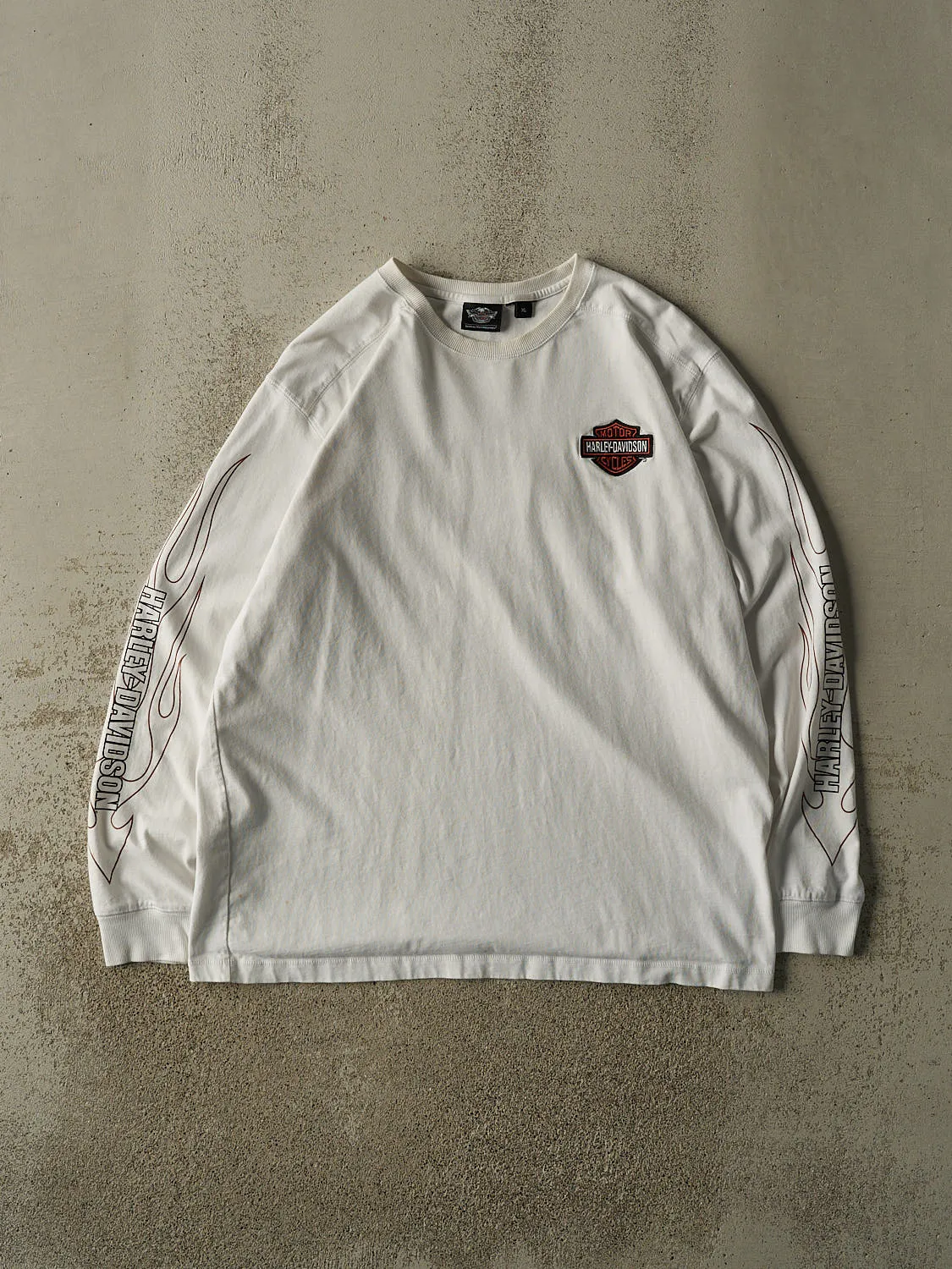 Vintage Y2K White Harley Davidson Embroidered Long Sleeve (XL/XXL) sold by Rebalance Vintage