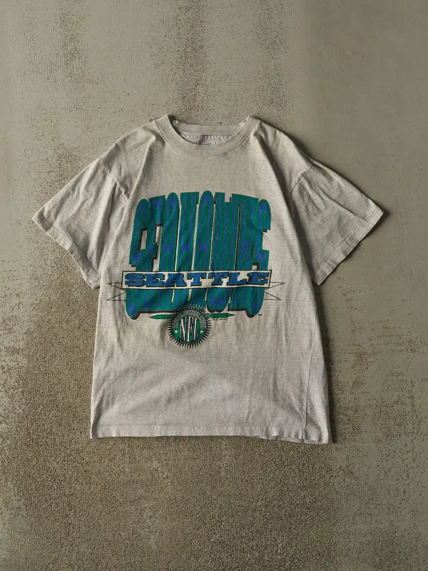 Vintage 92' Grey Seattle Seahawks Single Stitch Tee (M/L) made by Rebalance Vintage