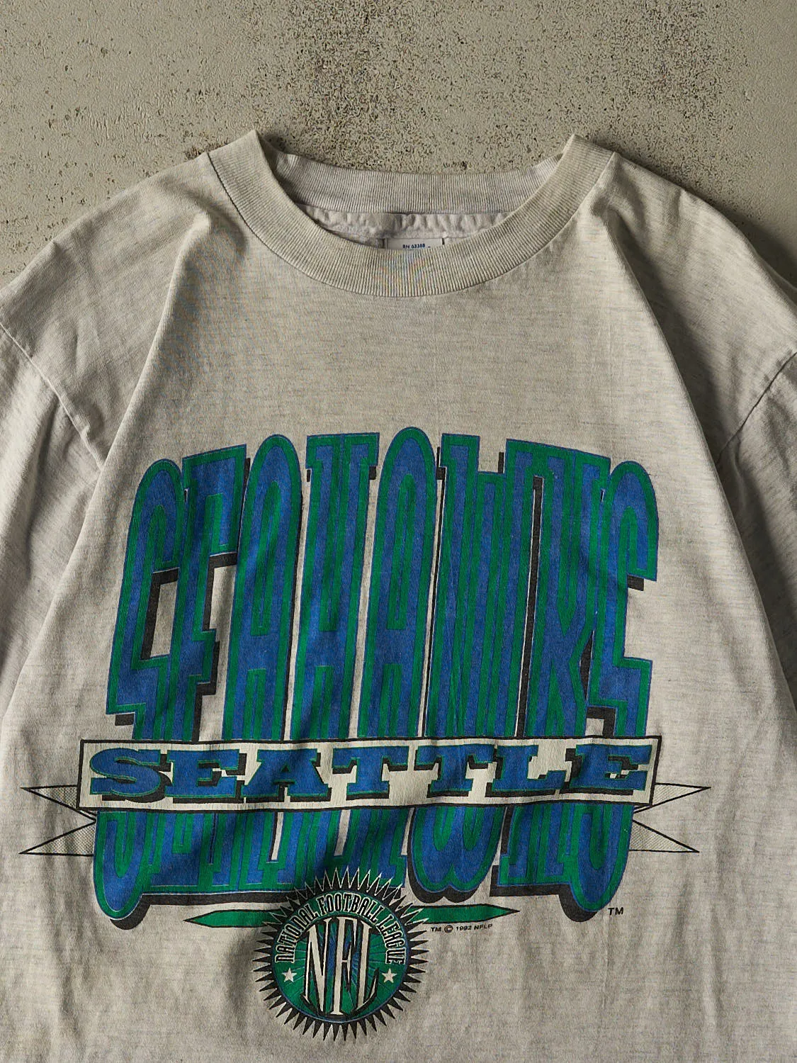 Vintage 92' Grey Seattle Seahawks Single Stitch Tee (M/L) sold by Rebalance Vintage product image thumbnail 2