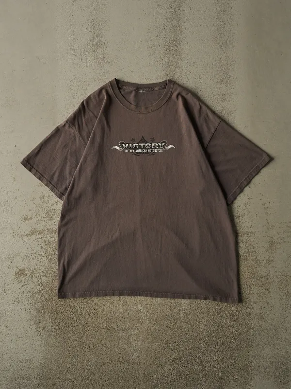 Vintage Y2K Charcoal Grey Victory Motorcycles Tee (XL) made by Rebalance Vintage