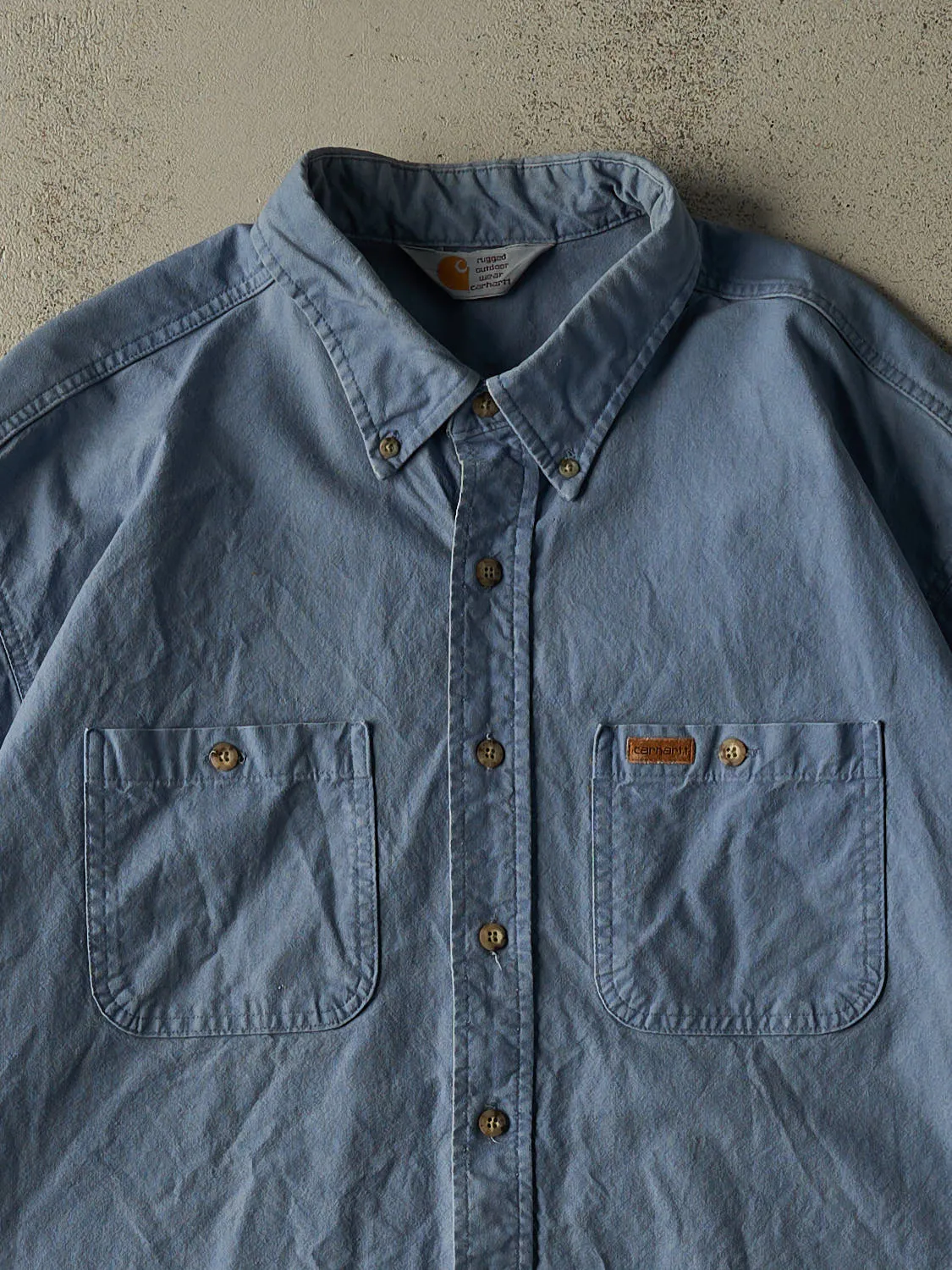 Vintage Y2K Blue Carhartt Button Up Tee (XXL/XXXL) sold by Rebalance Vintage product image thumbnail 2