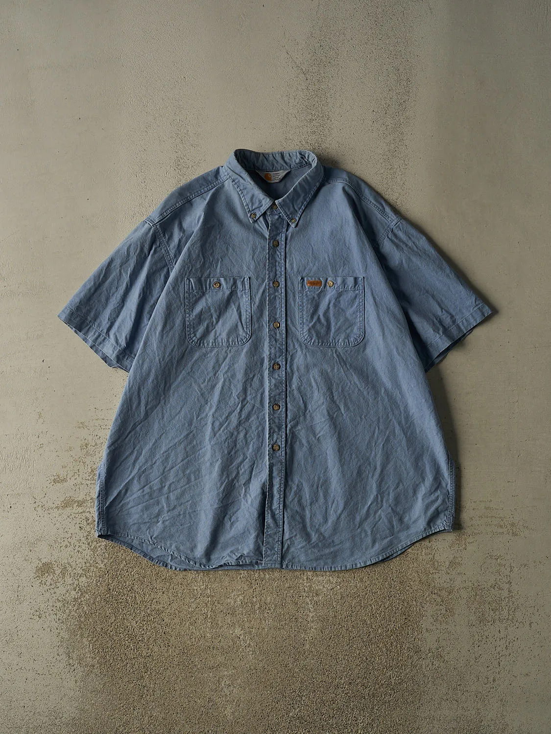 Vintage Y2K Blue Carhartt Button Up Tee (XXL/XXXL) sold by Rebalance Vintage