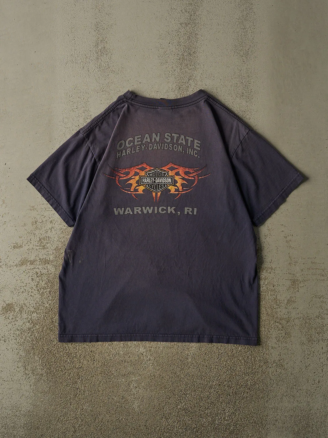 Vintage 04' Sun Faded Navy Harley Davidson Warwick RI Tee (XL) sold by Rebalance Vintage product image thumbnail 3
