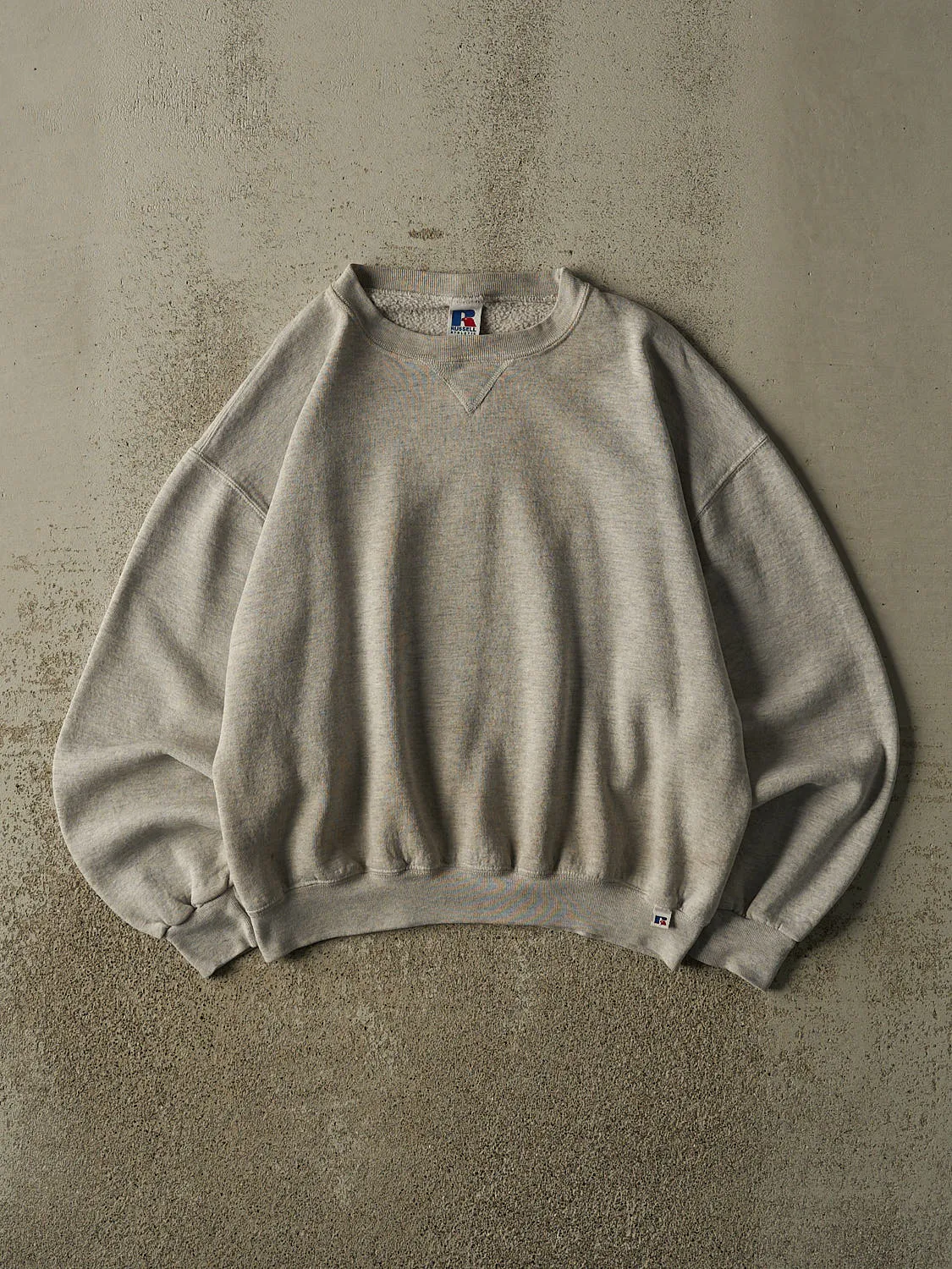 Vintage 90s Grey Russell Athletic Blank Crewneck (M) sold by Rebalance Vintage