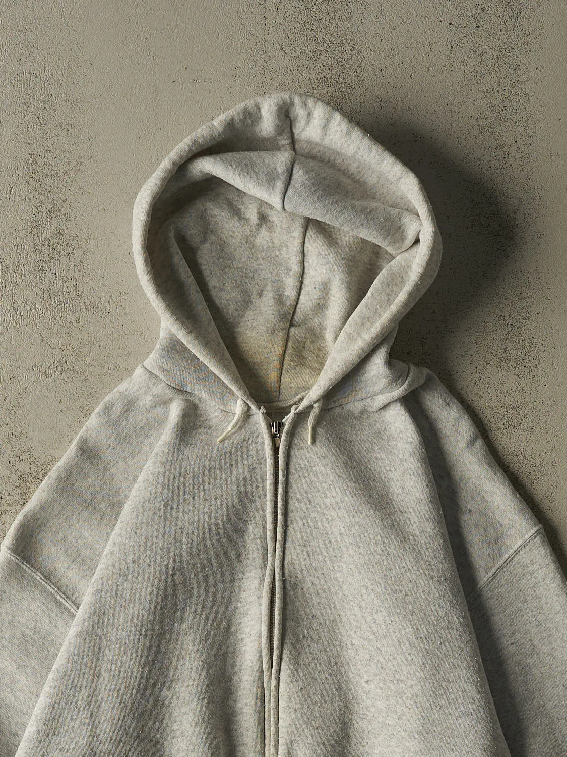 Vintage 80s Heather Grey Blank Zip Up Hoodie (L/XL) sold by Rebalance Vintage product image thumbnail 2