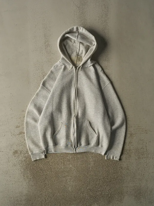 Vintage 80s Heather Grey Blank Zip Up Hoodie (L/XL) made by Rebalance Vintage