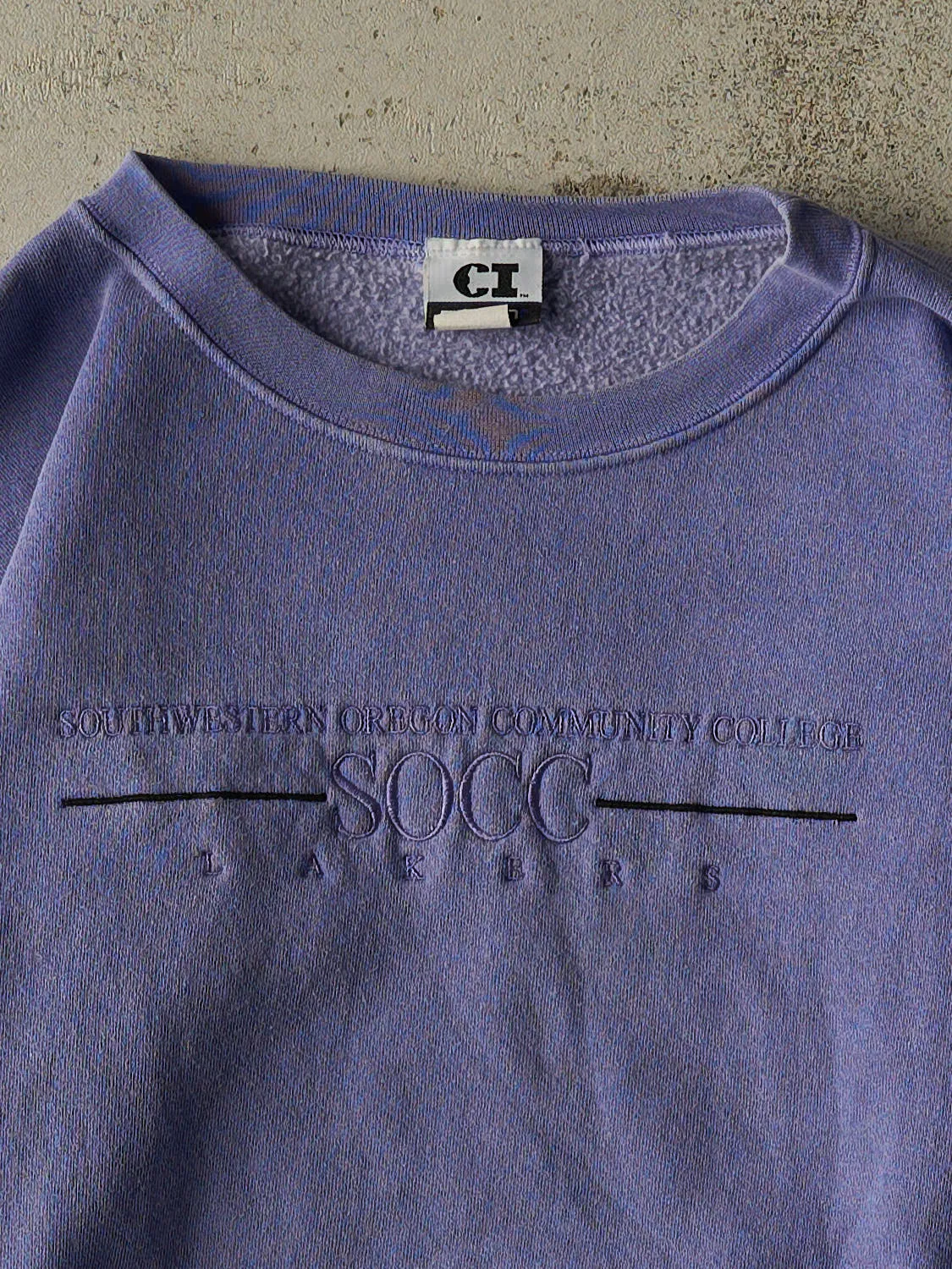 Vintage 90s Purple Southwestern Oregon Community College Crewneck (L) sold by Rebalance Vintage product image thumbnail 2