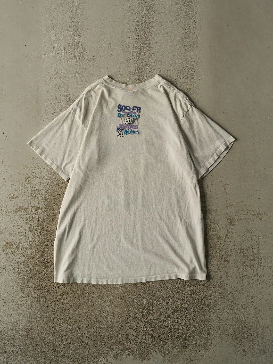Vintage 95' Beige Soccer Slogan Single Stitch Tee (XL) sold by Rebalance Vintage product image thumbnail 2