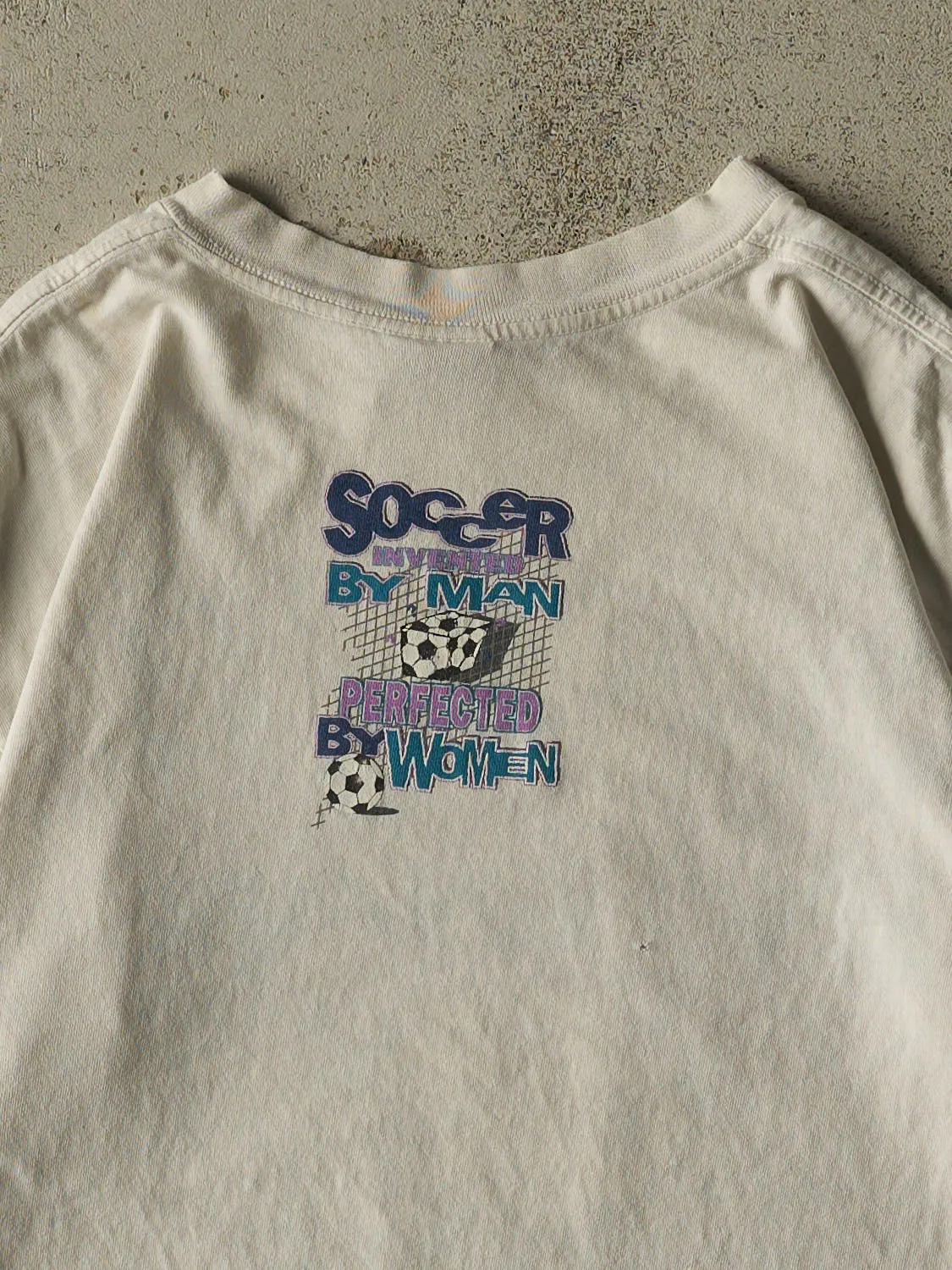 Vintage 95' Beige Soccer Slogan Single Stitch Tee (XL) sold by Rebalance Vintage product image thumbnail 4