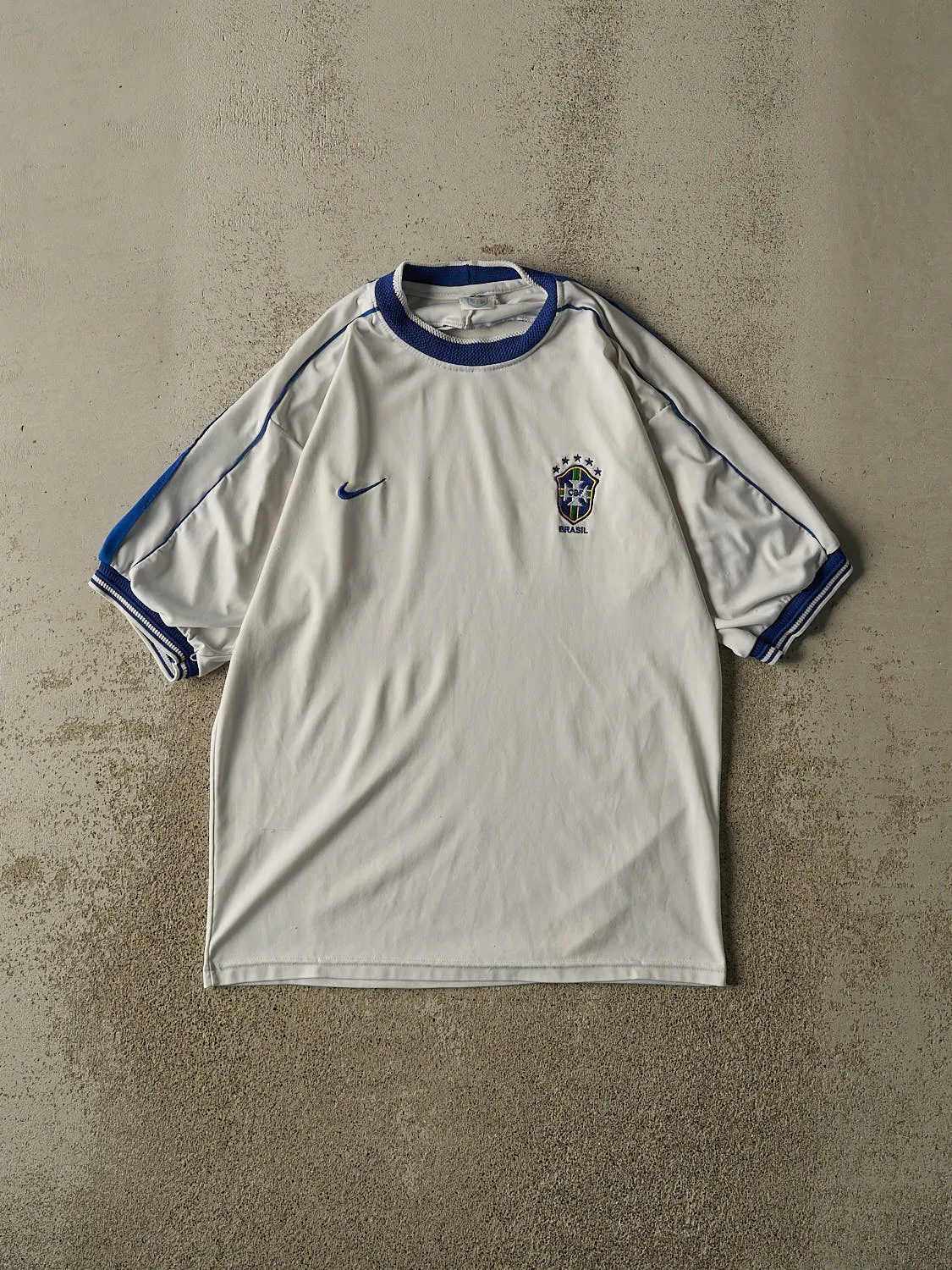 Vintage Y2K White Brasil Soccer Jersey (M) sold by Rebalance Vintage
