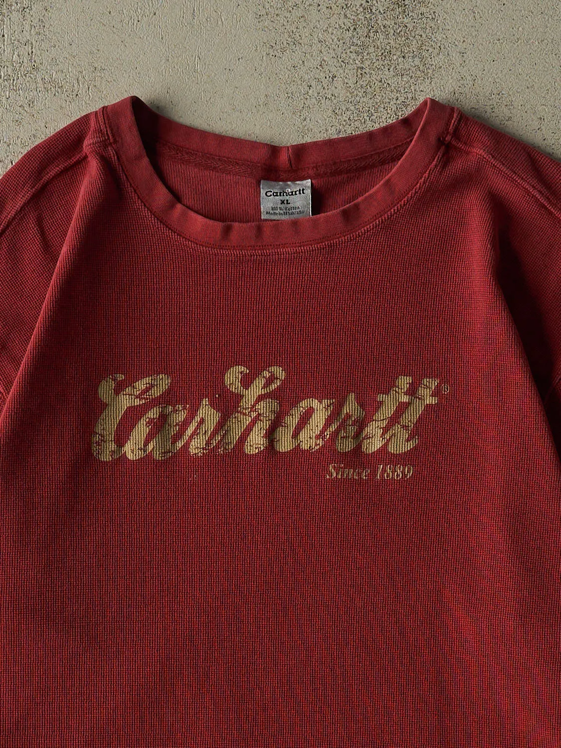 Vintage Y2K Red Carhartt Thermal Long Sleeve (L/XL) sold by Rebalance Vintage product image thumbnail 2