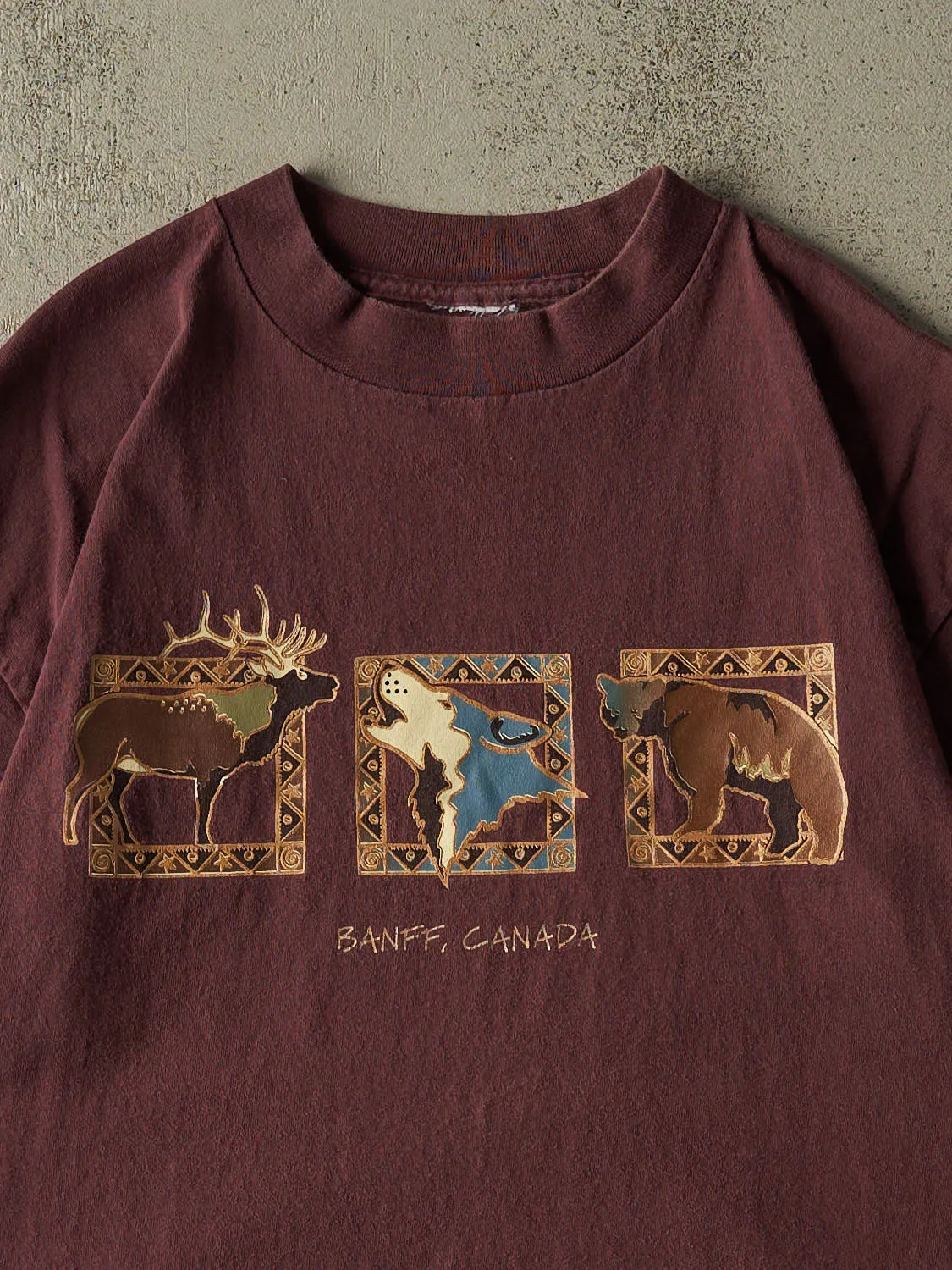 Vintage 90s Burgundy Banff Animal Tee (L/XL) sold by Rebalance Vintage product image thumbnail 2