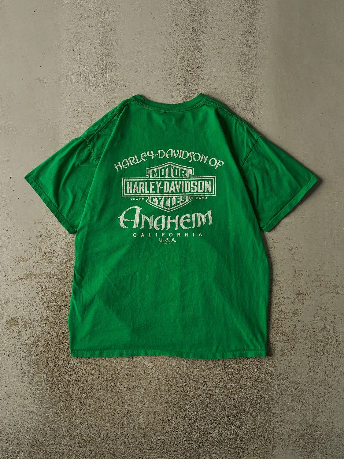 Vintage 11' Green Harley Davidson Anaheim CA Tee (XL/XXL) sold by Rebalance Vintage product image thumbnail 2