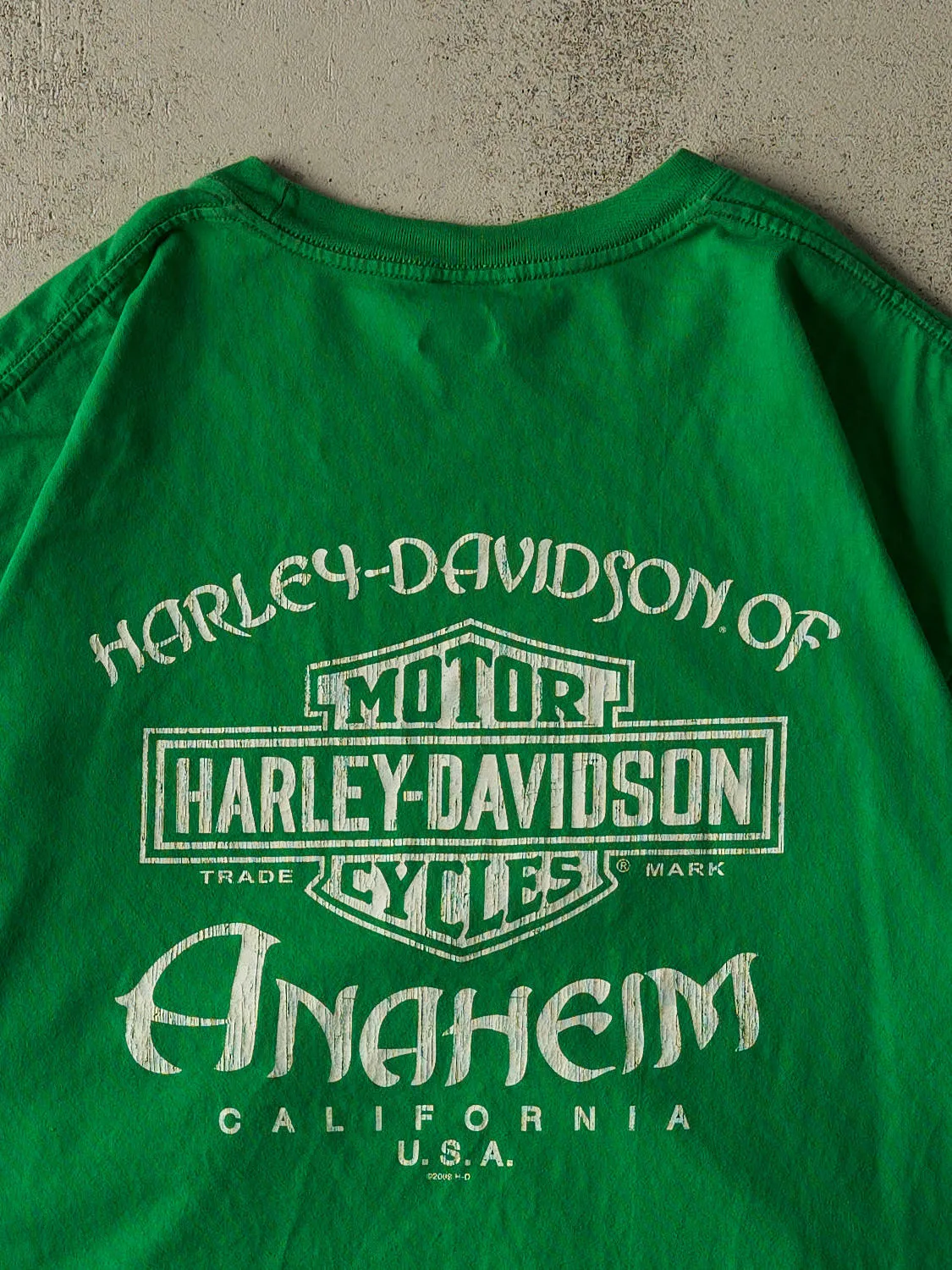 Vintage 11' Green Harley Davidson Anaheim CA Tee (XL/XXL) sold by Rebalance Vintage product image thumbnail 4