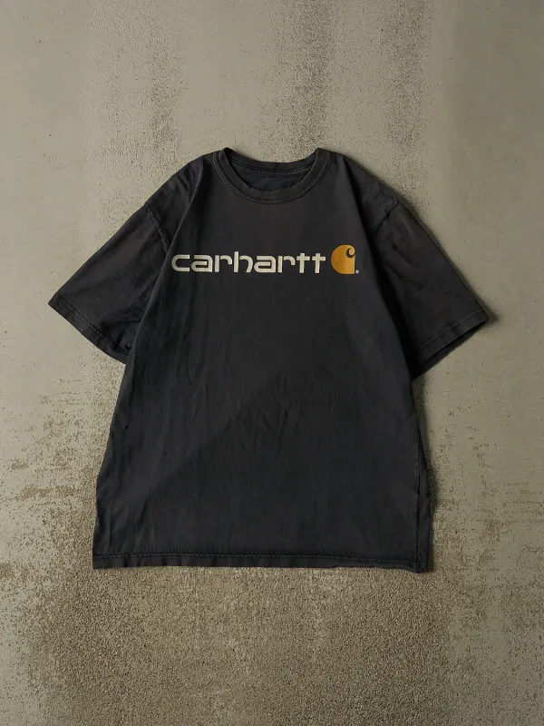 Vintage Y2K Faded Black Carhartt Logo Tee (L/XL) made by Rebalance Vintage