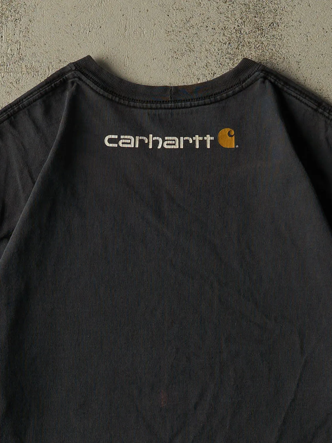 Vintage Y2K Faded Black Carhartt Logo Tee (L/XL) sold by Rebalance Vintage product image thumbnail 4