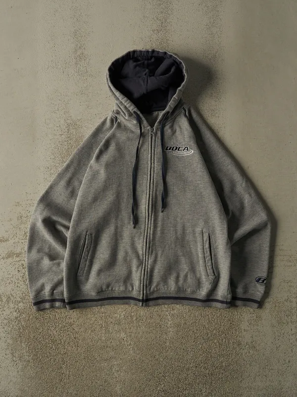Vintage 90s Grey Boca Embroidered Zip Up Hoodie (S/M) made by Rebalance Vintage