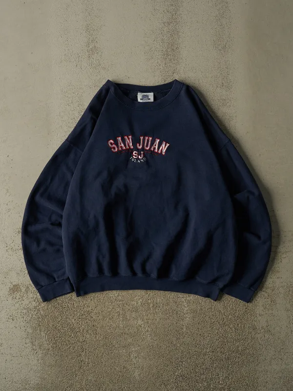 Vintage 90s Navy Blue San Juan Embroidered Crewneck (L/XL) made by Rebalance Vintage