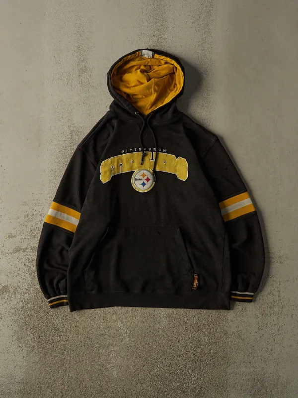 Vintage Y2K Sun Faded Black Pittsburgh Steelers Embroidered Hoodie (M/L) made by Rebalance Vintage