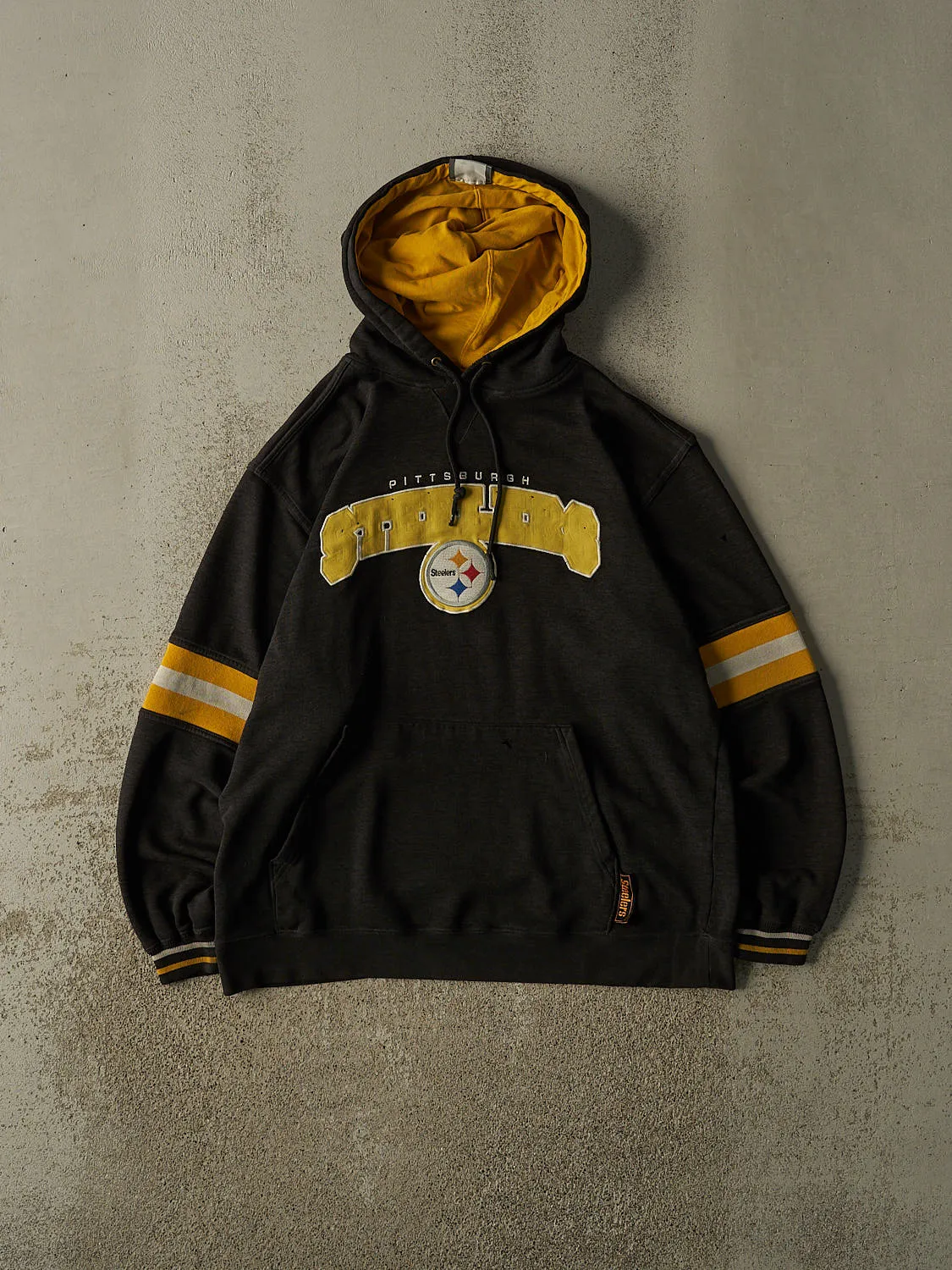 Vintage Y2K Sun Faded Black Pittsburgh Steelers Embroidered Hoodie (M/L) sold by Rebalance Vintage