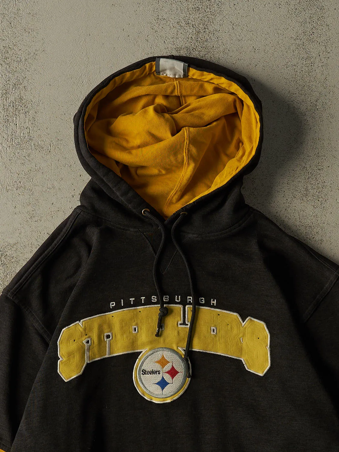Vintage Y2K Sun Faded Black Pittsburgh Steelers Embroidered Hoodie (M/L) sold by Rebalance Vintage product image thumbnail 2