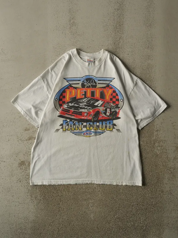 Vintage 90s White Kyle Petty Racing Tee (XL) made by Rebalance Vintage
