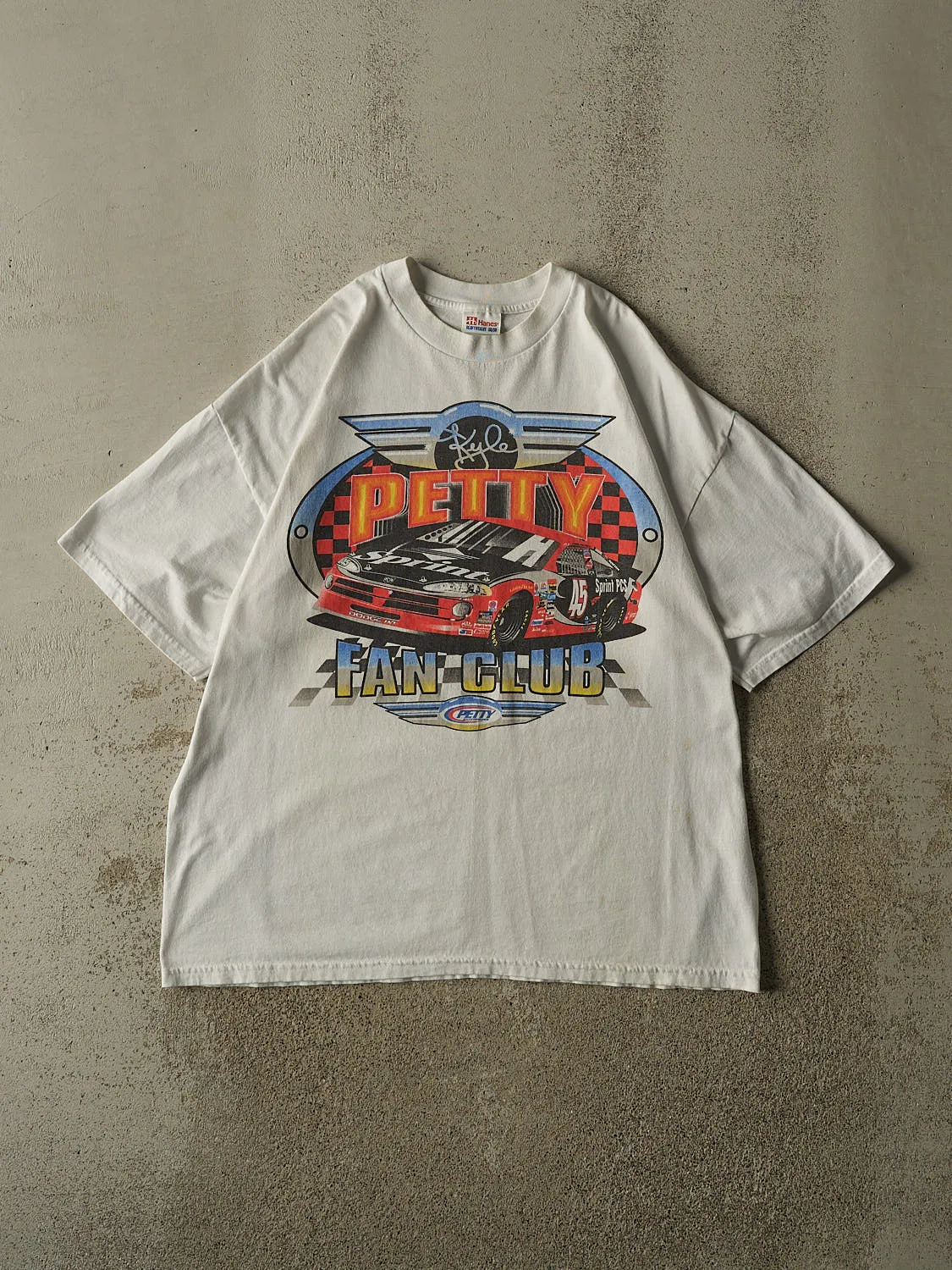 Vintage 90s White Kyle Petty Racing Tee (XL) sold by Rebalance Vintage